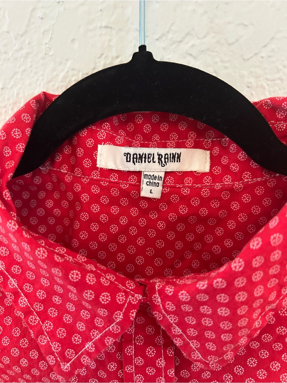 Daniel Rainn Red Button-Front Shirt with White Dot Print - Picture 5 of 5